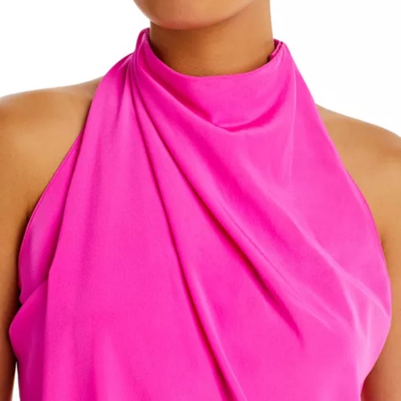 A.L.C. Silk Blend Erin Mock Neck Top - Hot Pink - Picture 4 of 4